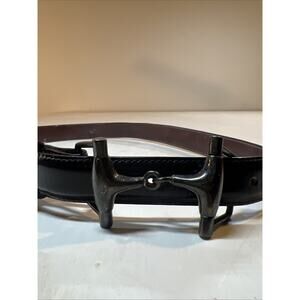 Pat Areias Genuine Leather Belt Snaggle Bit Buckle Size 28 Black